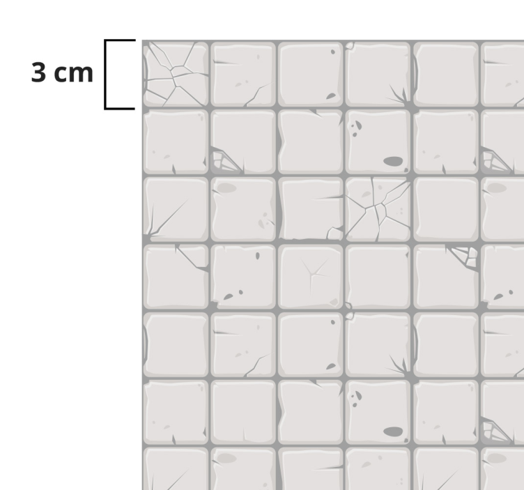 light grey aged tiles tile vinyl rug - TenStickers