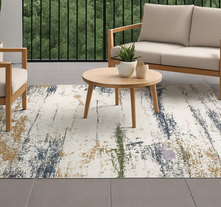 Abstract distressed design outdoor vinyl rug - TenStickers