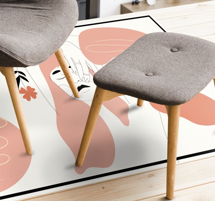 Abstract Facial Art minimal vinyl rug - TenStickers