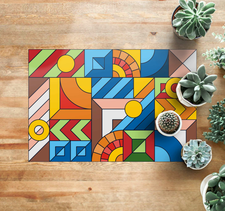 Abstract Geometrics geometric vinyl rug - TenStickers