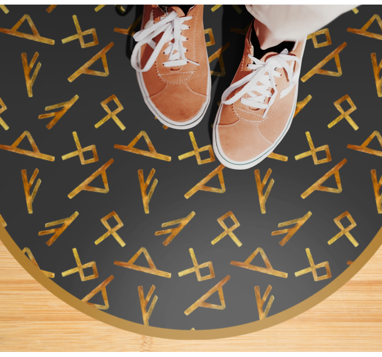 Abstract Golden Shapes geometric vinyl rug - TenStickers