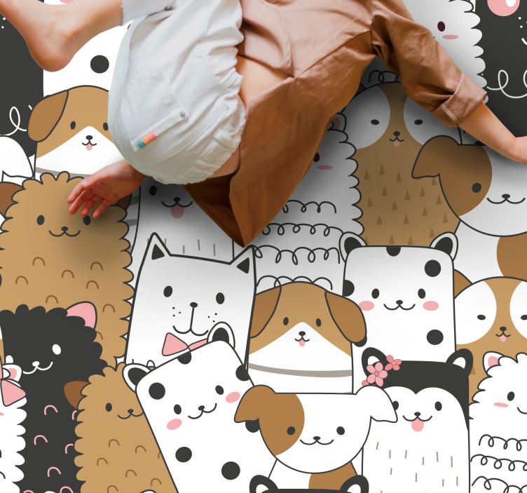Animal vinyl rug with cute animal faces - TenStickers