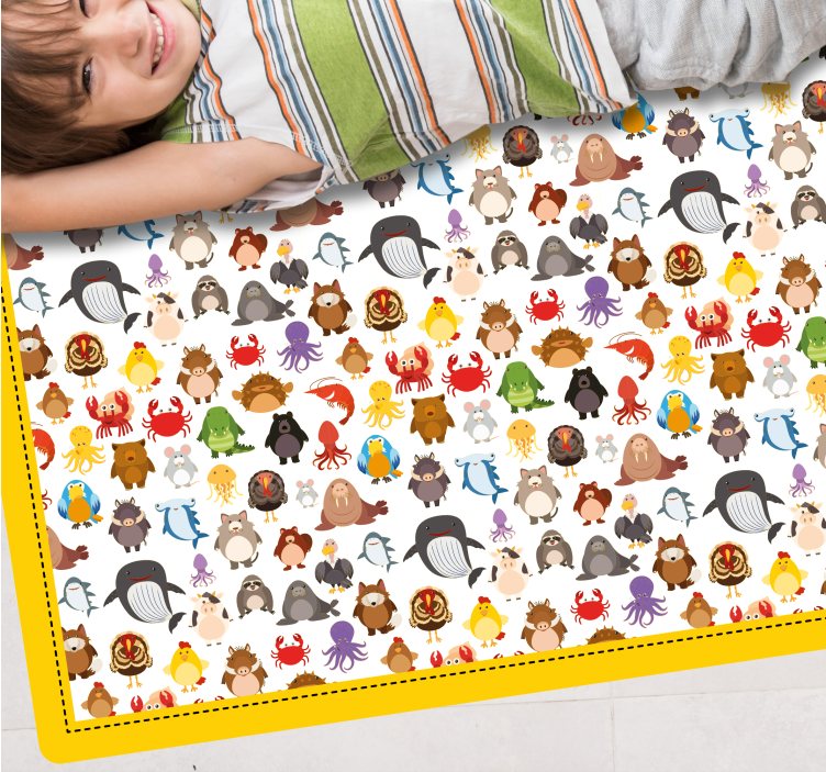 Adorable Creature Figures animal vinyl rug - TenStickers
