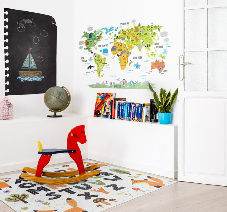 Alphabetical Forest Animals bedroom vinyl rug - TenStickers