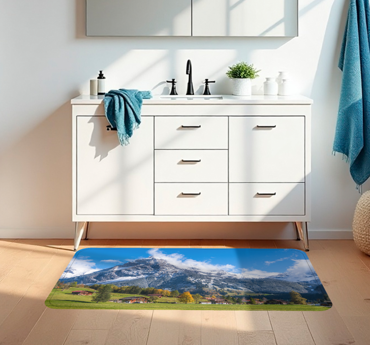 Alps view bathroom vinyl rug - TenStickers