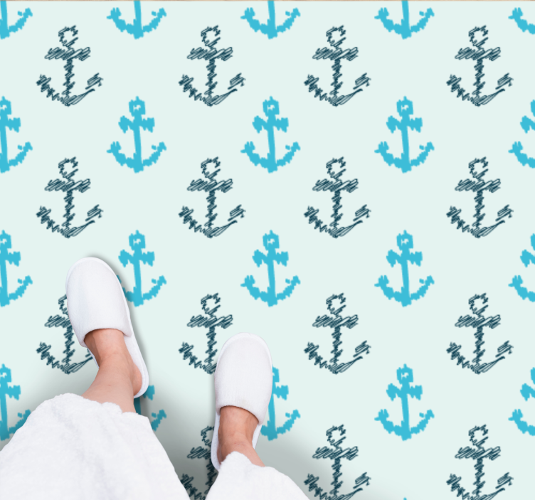 Anchor Pattern bathroom vinyl rug - TenStickers