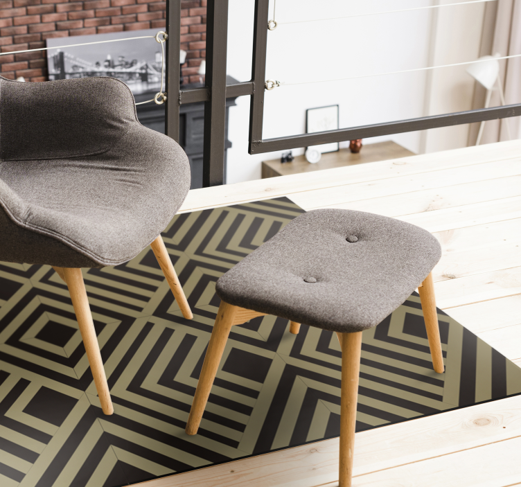 Beige angular stripes geometric vinyl rug - TenStickers