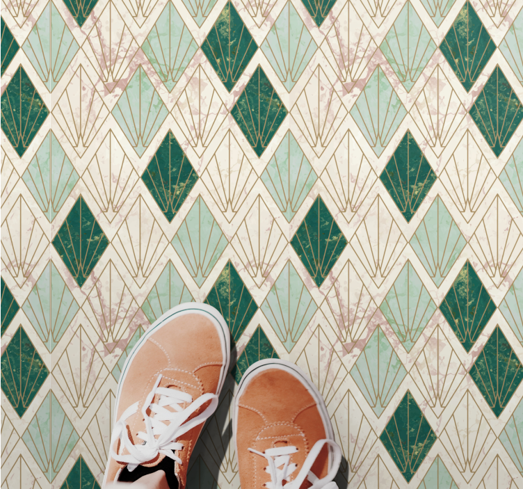 Art deco sea green pattern tile carpet - TenStickers