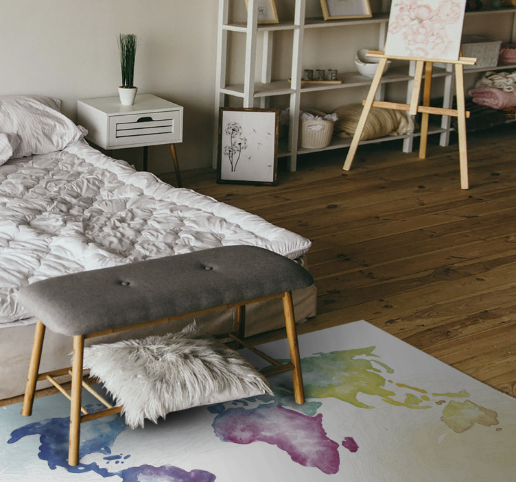 Artistic colorful  world map rug - TenStickers