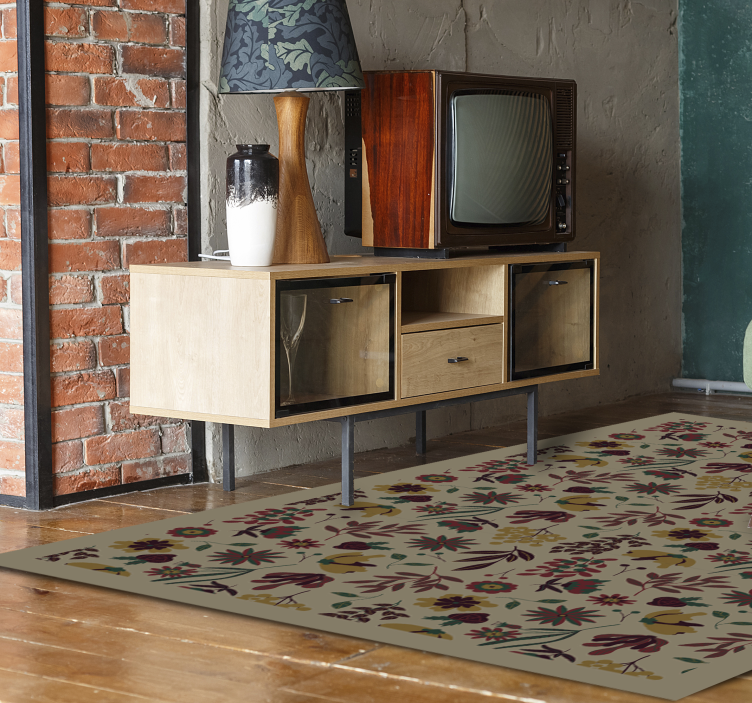 Autumn Botanical Motifs floral vinyl rug - TenStickers