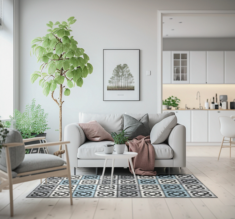Barcelona street tiles style modern vinyl rug - TenStickers