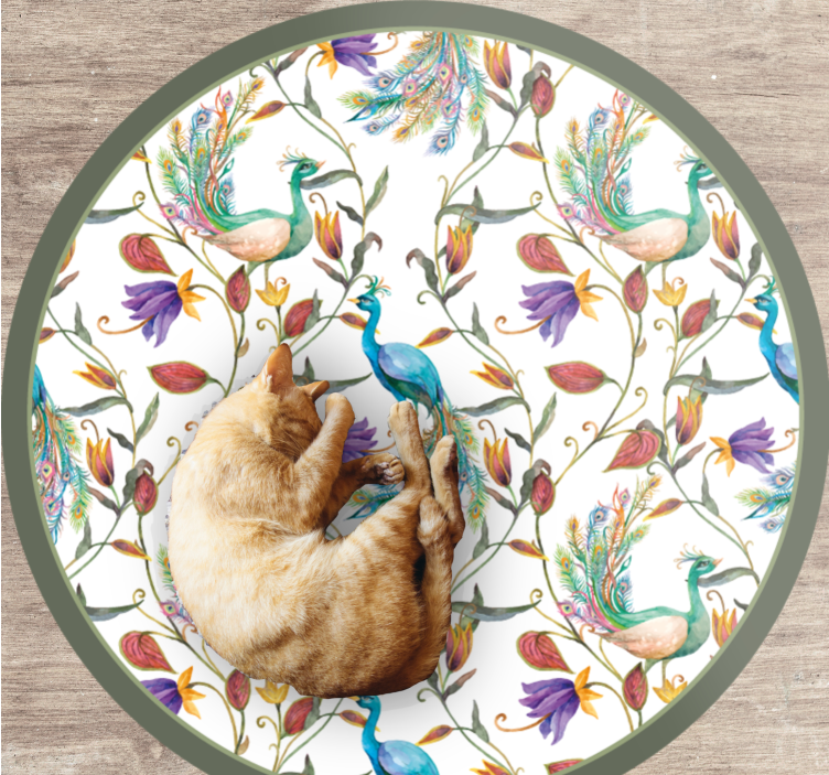 Beautiful peacock blooms floral vinyl rug - TenStickers