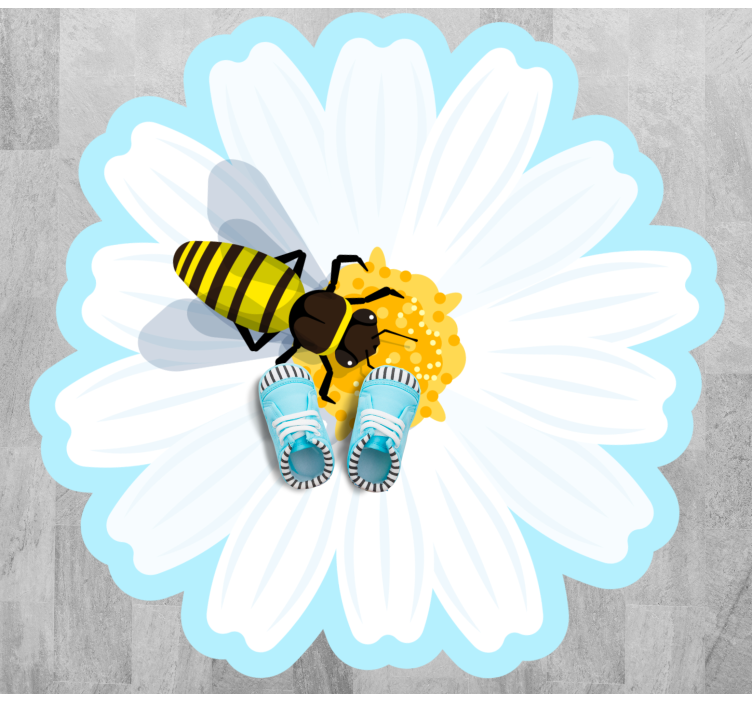 Bee On Daisy floral vinyl rug - TenStickers