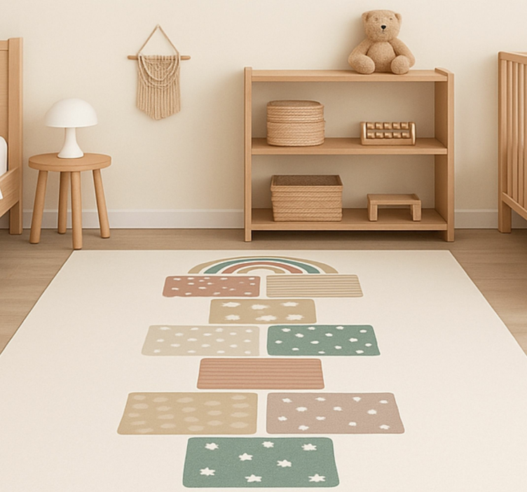 Beige hopscotch game kids vinyl rug - TenStickers