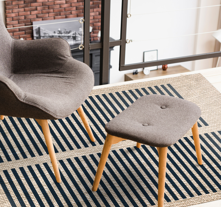 Beige striped pattern living room vinyl rug - TenStickers