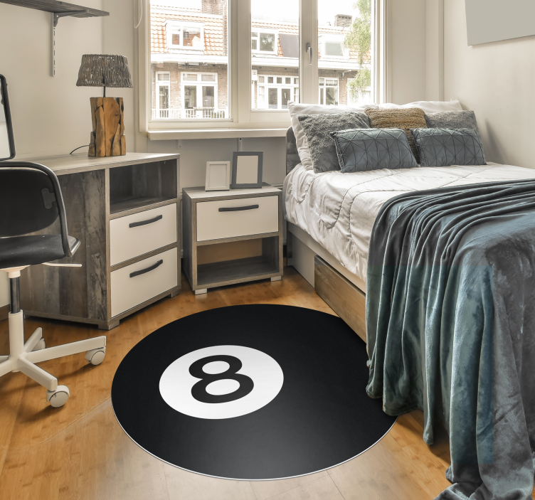 billiard ball number 8 circular rug - TenStickers