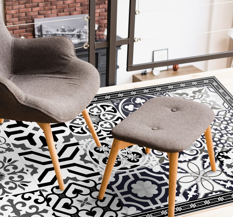 Black cement tails tile carpet - TenStickers