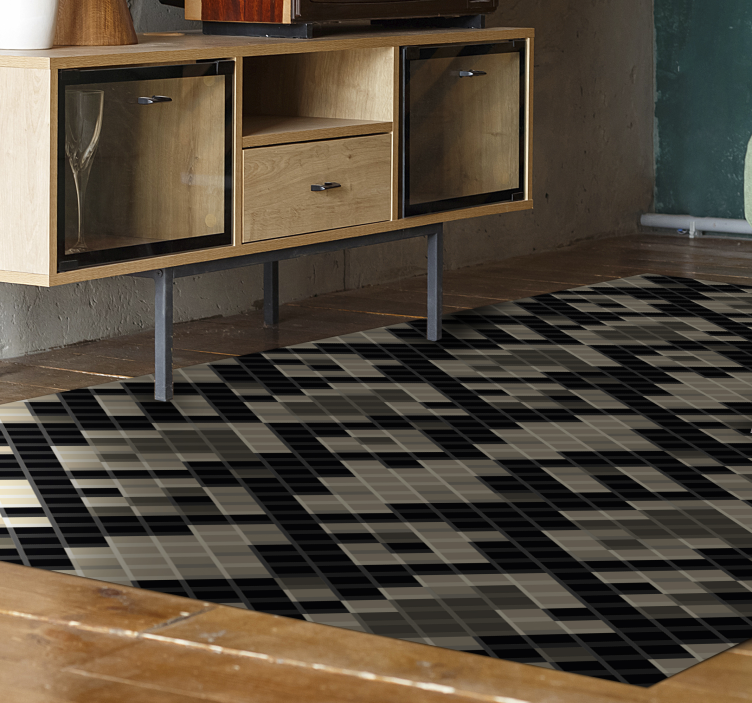 Black Geometric Pattern mosaic vinyl rug - TenStickers