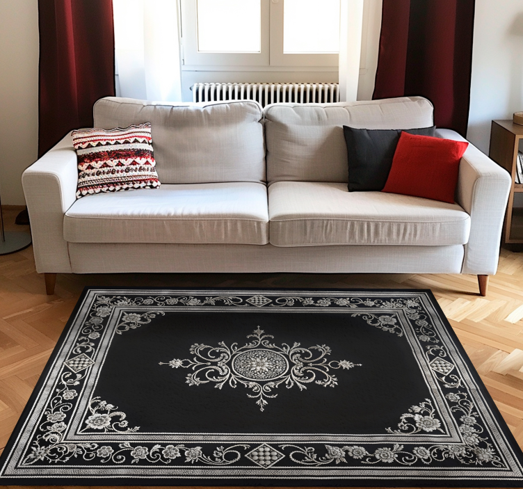 Black vinyl rug with classic oriental design - TenStickers
