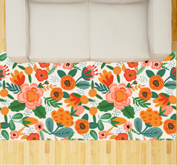 Floral Garden Motif floral vinyl rug - TenStickers