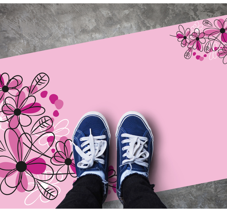 Blossom Pink Charm floral vinyl rug - TenStickers