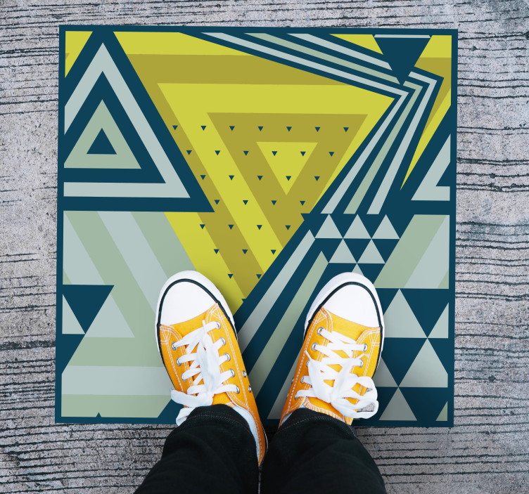 Blue abstract figures  geometric rugs - TenStickers