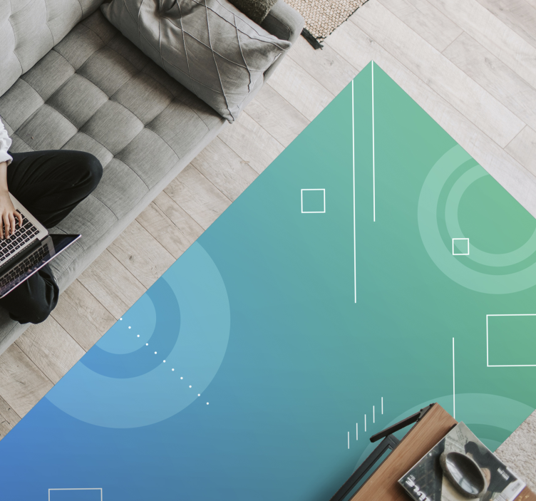 Blue Abstract Geometric Print modern rug - TenStickers