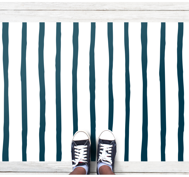 Blue and white motif striped vinyl rug - TenStickers