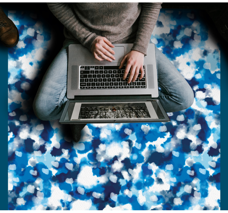 Blue cloud pattern kids vinyl rug - TenStickers