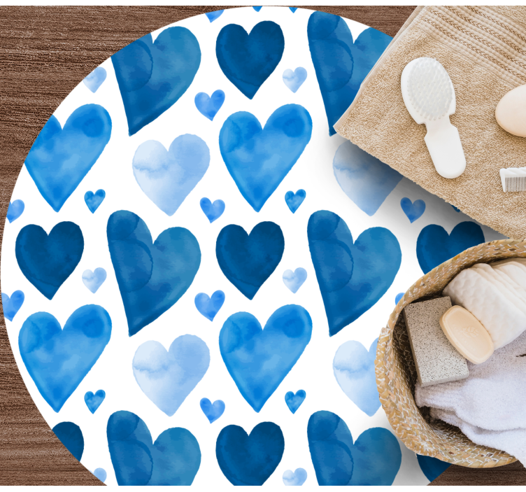 Blue heart pattern teen vinyl rug - TenStickers