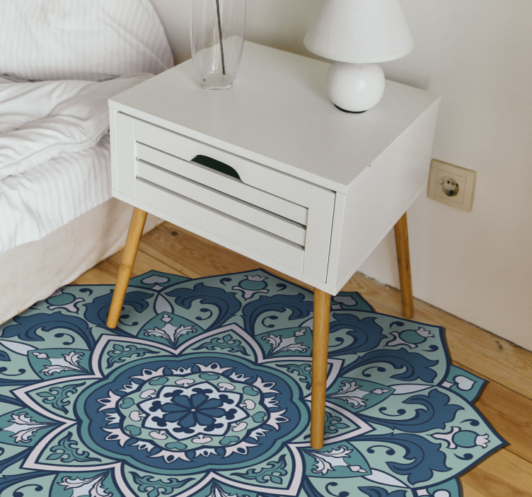 Blue patterned mandala vinyl rug - TenStickers