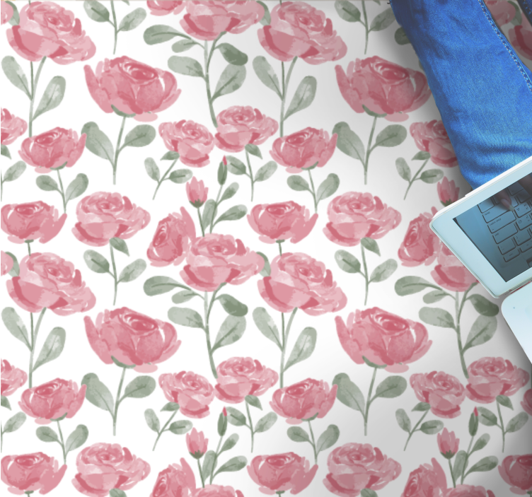 Poppies botanical motif floral vinyl rug - TenStickers