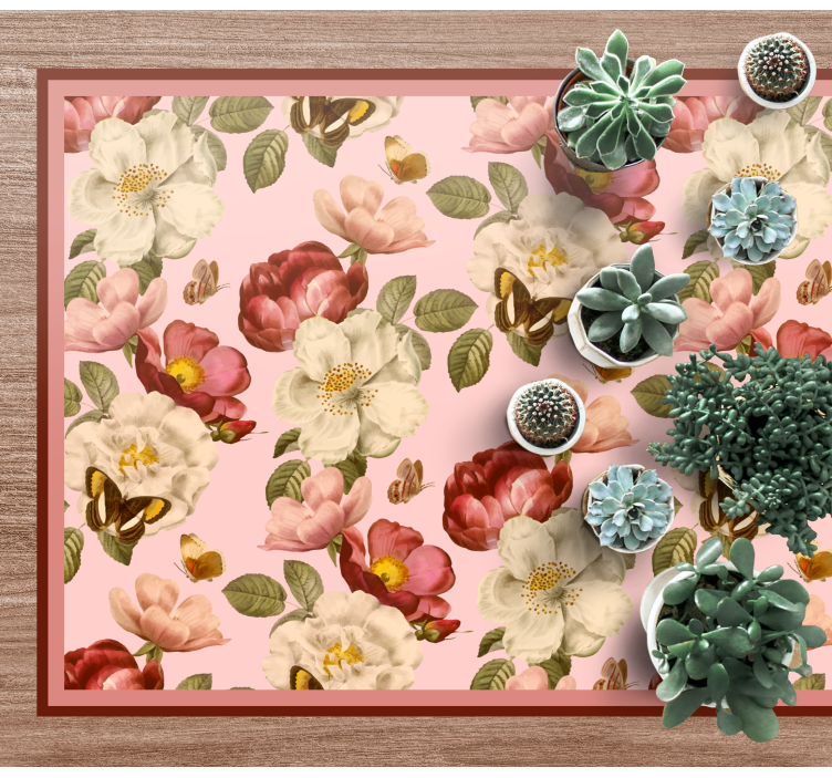 Floral Blossoming Composition floral vinyl rug - TenStickers