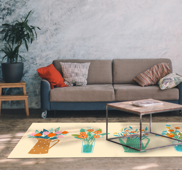 Flower Arrangement Showcase floral vinyl rug - TenStickers