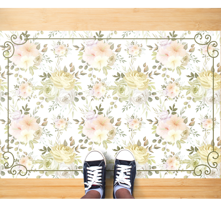 Botanical Grace floral vinyl rug - TenStickers