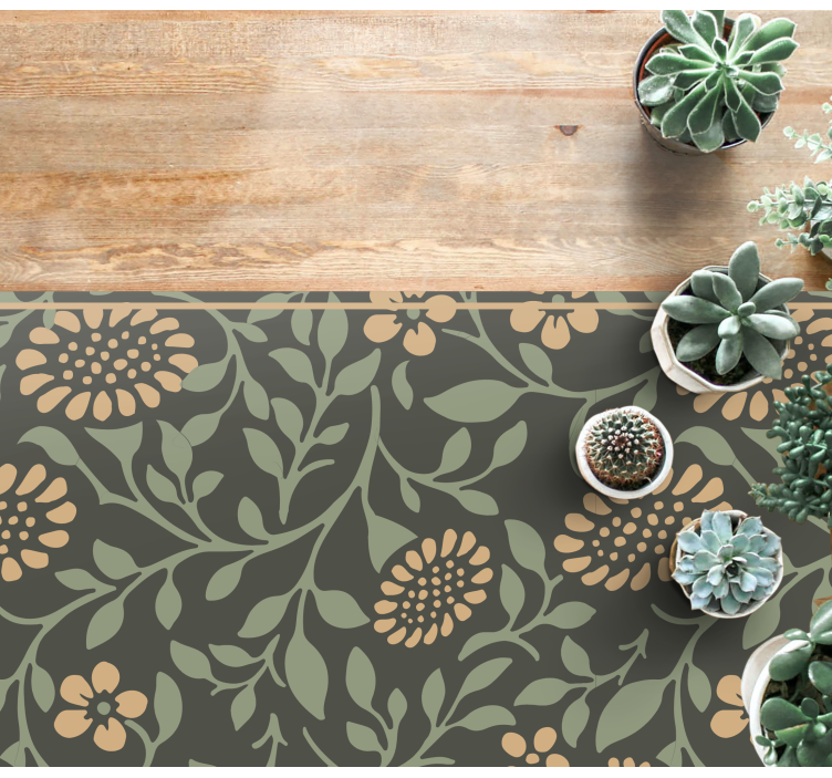 Sunflower green pattern floral vinyl rug - TenStickers