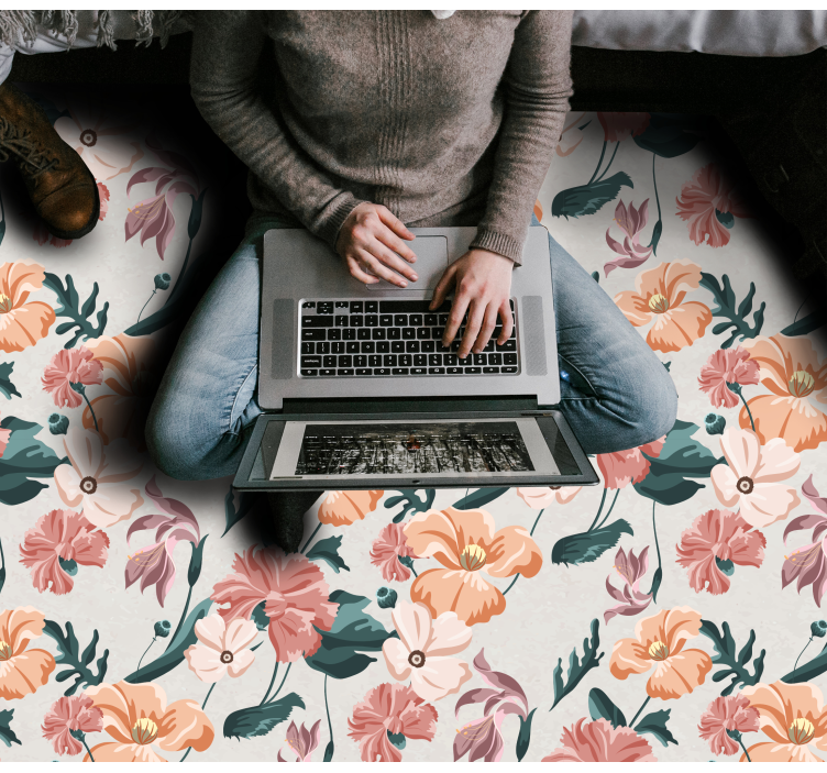 Botanical Joy floral vinyl rug - TenStickers