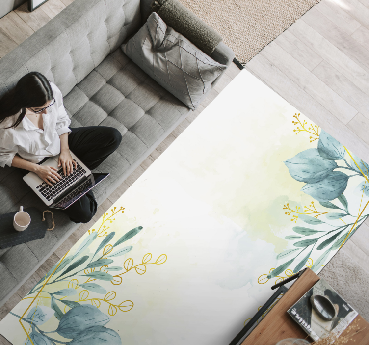 Botanical Motif Elegance floral vinyl rug - TenStickers