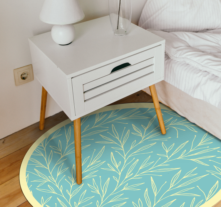 Botanical Round Motif floral vinyl rug - TenStickers