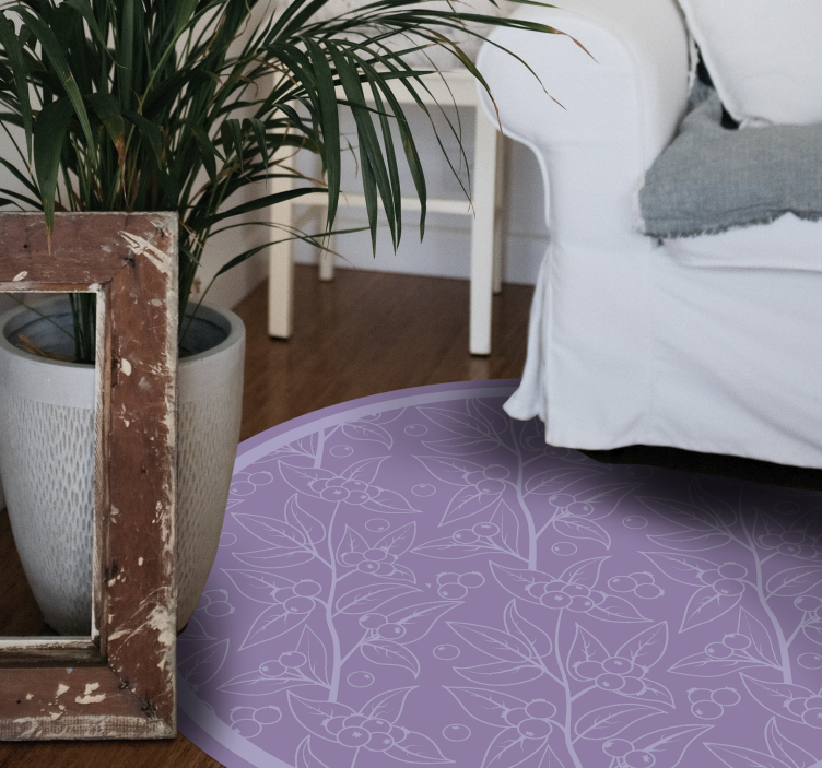 Lavender berry branches floral vinyl rug - TenStickers