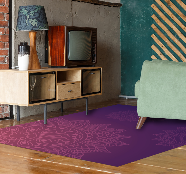 Bright blue and light mandala vinyl rug - TenStickers