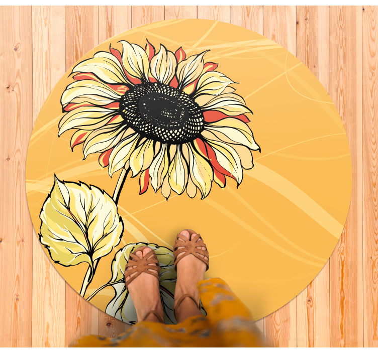 Bright Sunflower Blossom floral vinyl rug - TenStickers