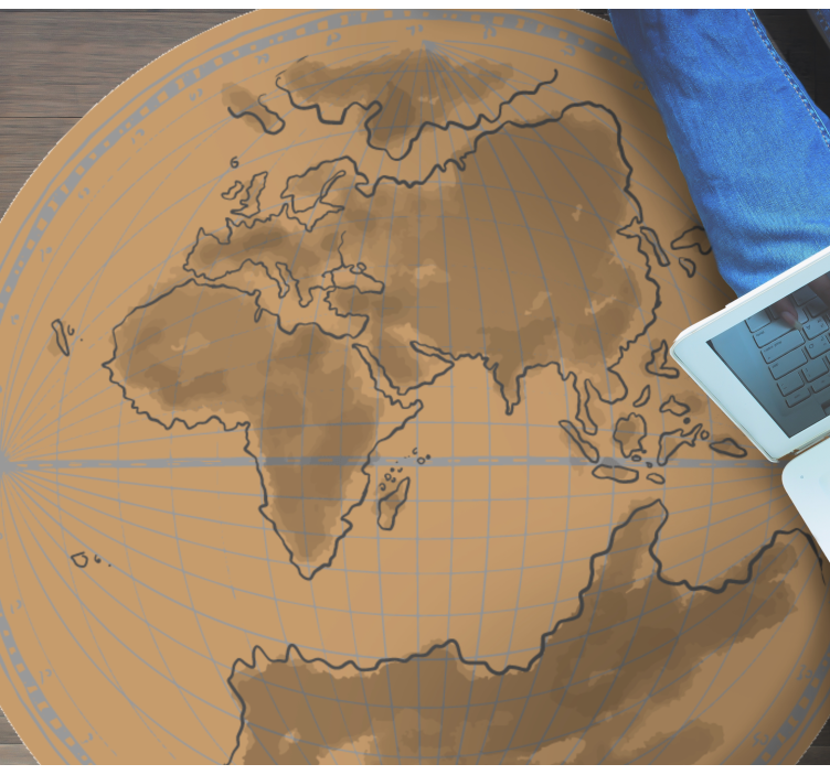 Brown and antique world map rug - TenStickers