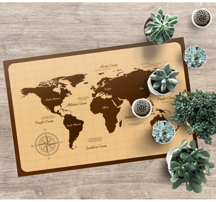 Brown and rustic  world map rug - TenStickers