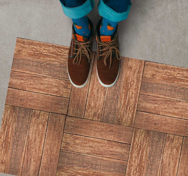 Brown cuadratic  planks pattern texture carpet - TenStickers