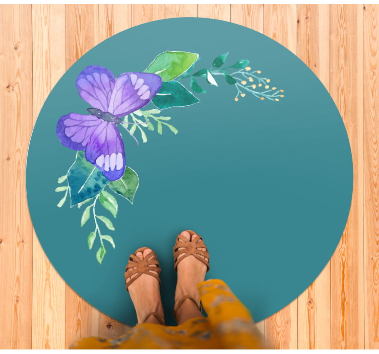 Butterfly Botanical Motif floral vinyl rug - TenStickers