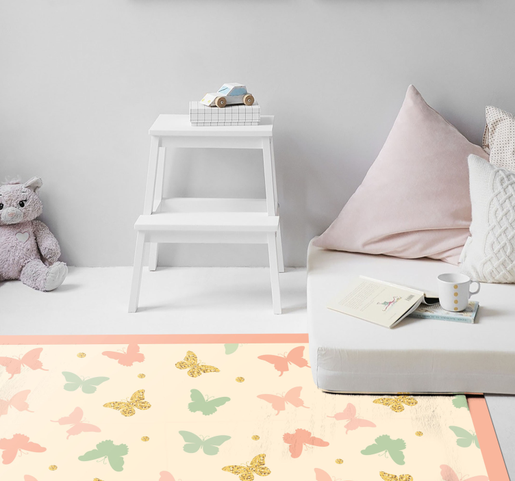 Butterfly Pastels nursery vinyl rug - TenStickers