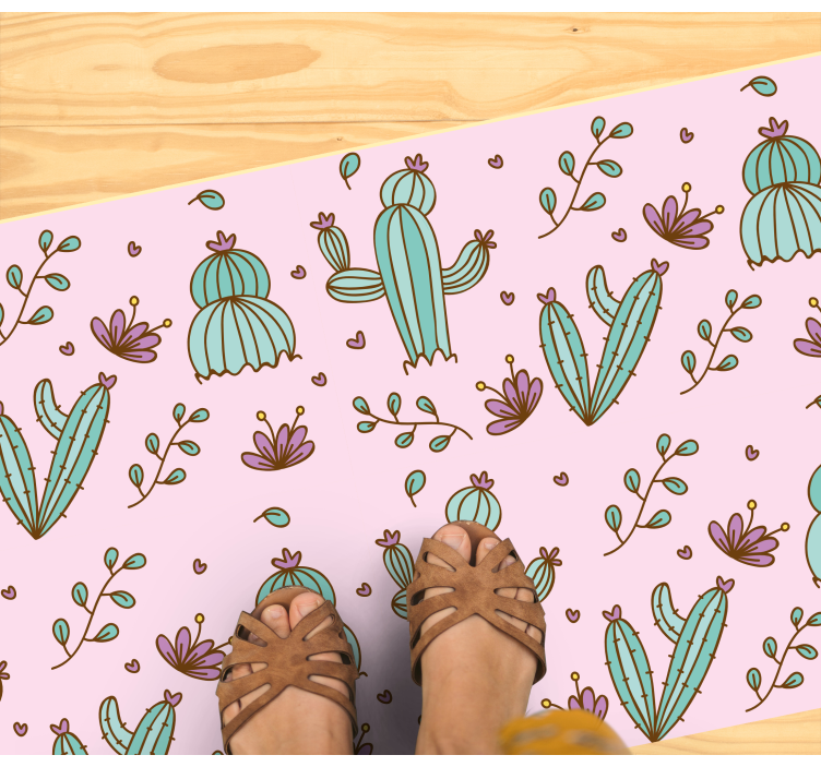 Cactus Floral Motif floral vinyl rug - TenStickers