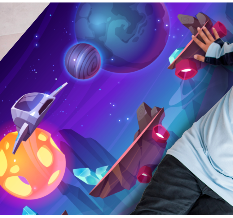 Cartoon spaceshuttle in space star vinyl rug - TenStickers