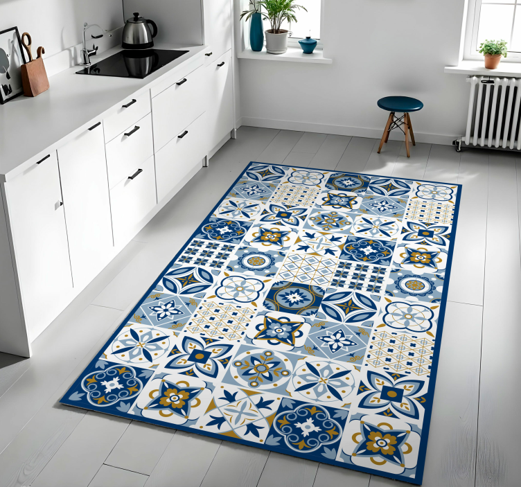 Ceramic Inspired tile vinyl rug - TenStickers